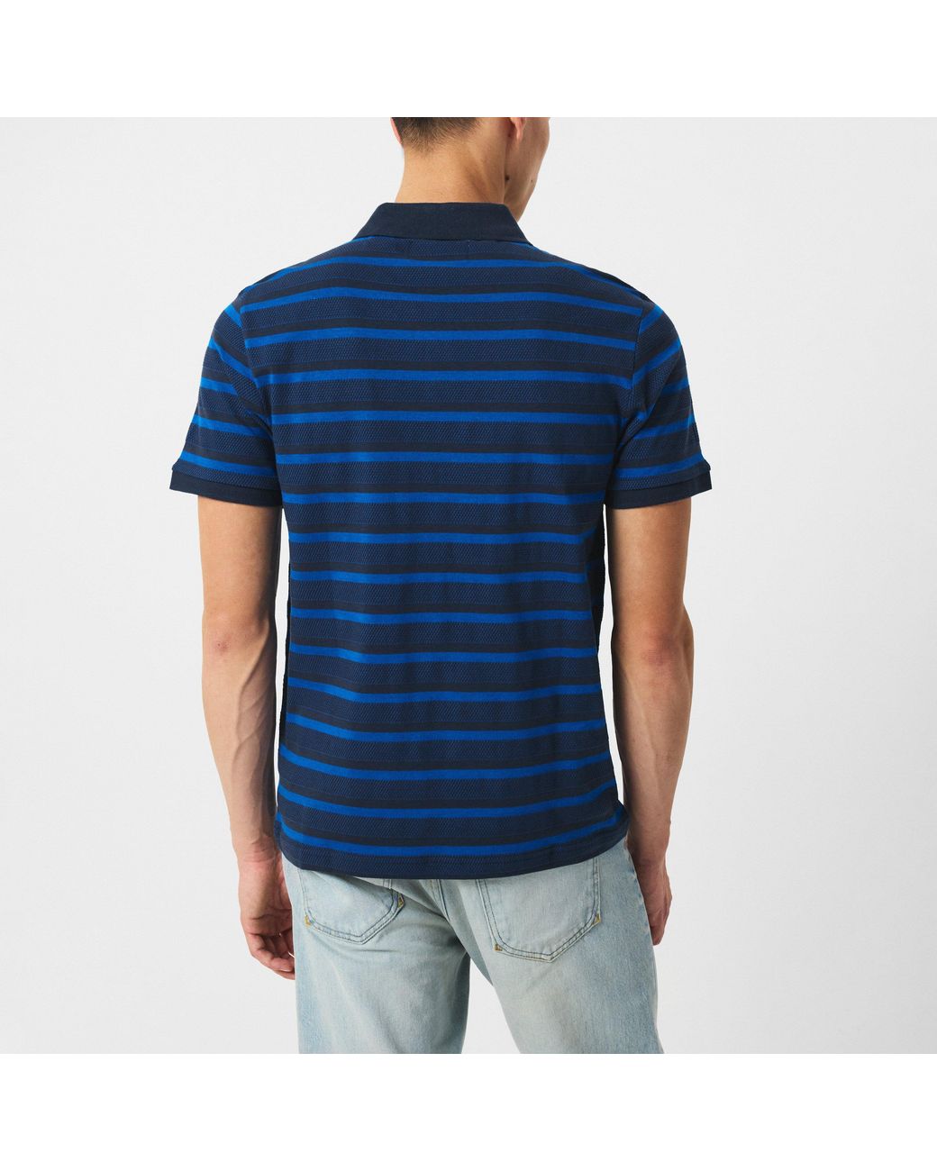 Original Penguin Blue Jacquard Short Sleeve Polo Shirt for men