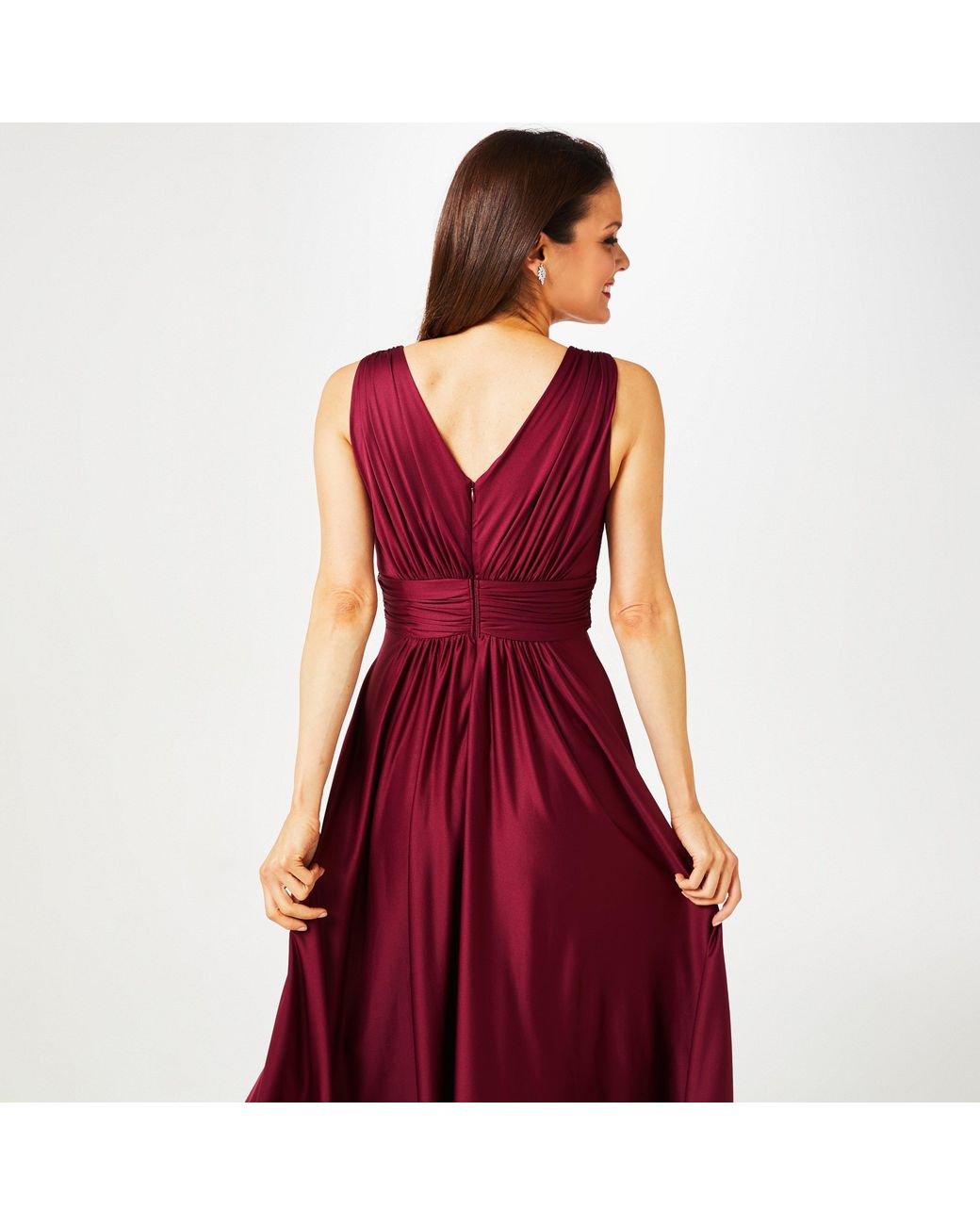 Biba Red Bridesmaid Dip Hem Maxi Dress