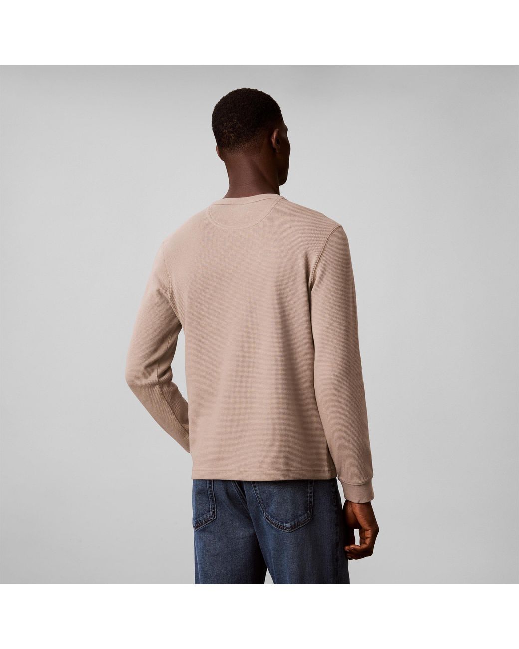 Calvin Klein Pink Waffle Badge Cotton Long-Sleeve T-Shirt for men
