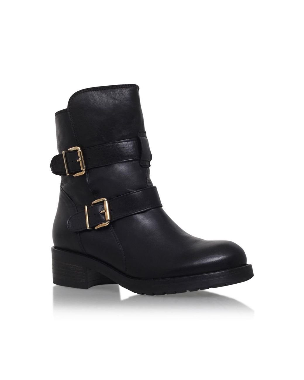 Kurt Geiger Leather Richmond Buckle Calf High Boots in Black Leather ...