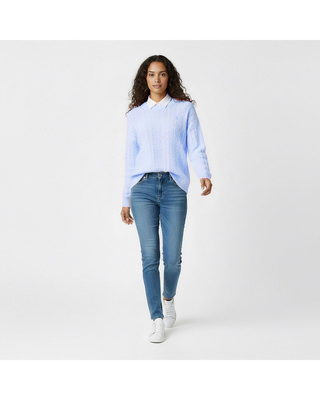 Jack Wills Blue Jack Tinsbury Merino Wool Blend Cable Knitted Jumper