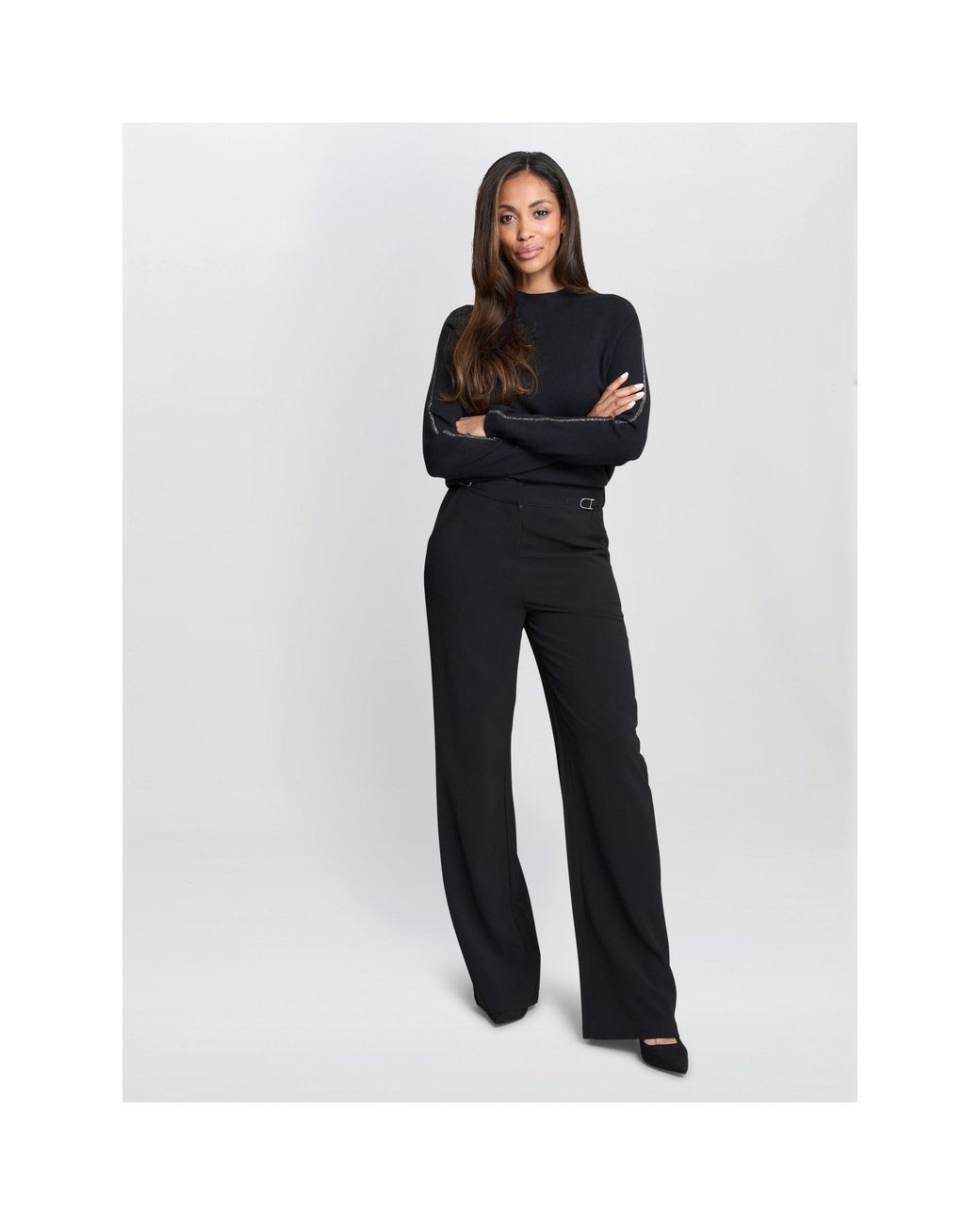 Gina Bacconi Blue Alexia Wide Leg Tailored Trousers