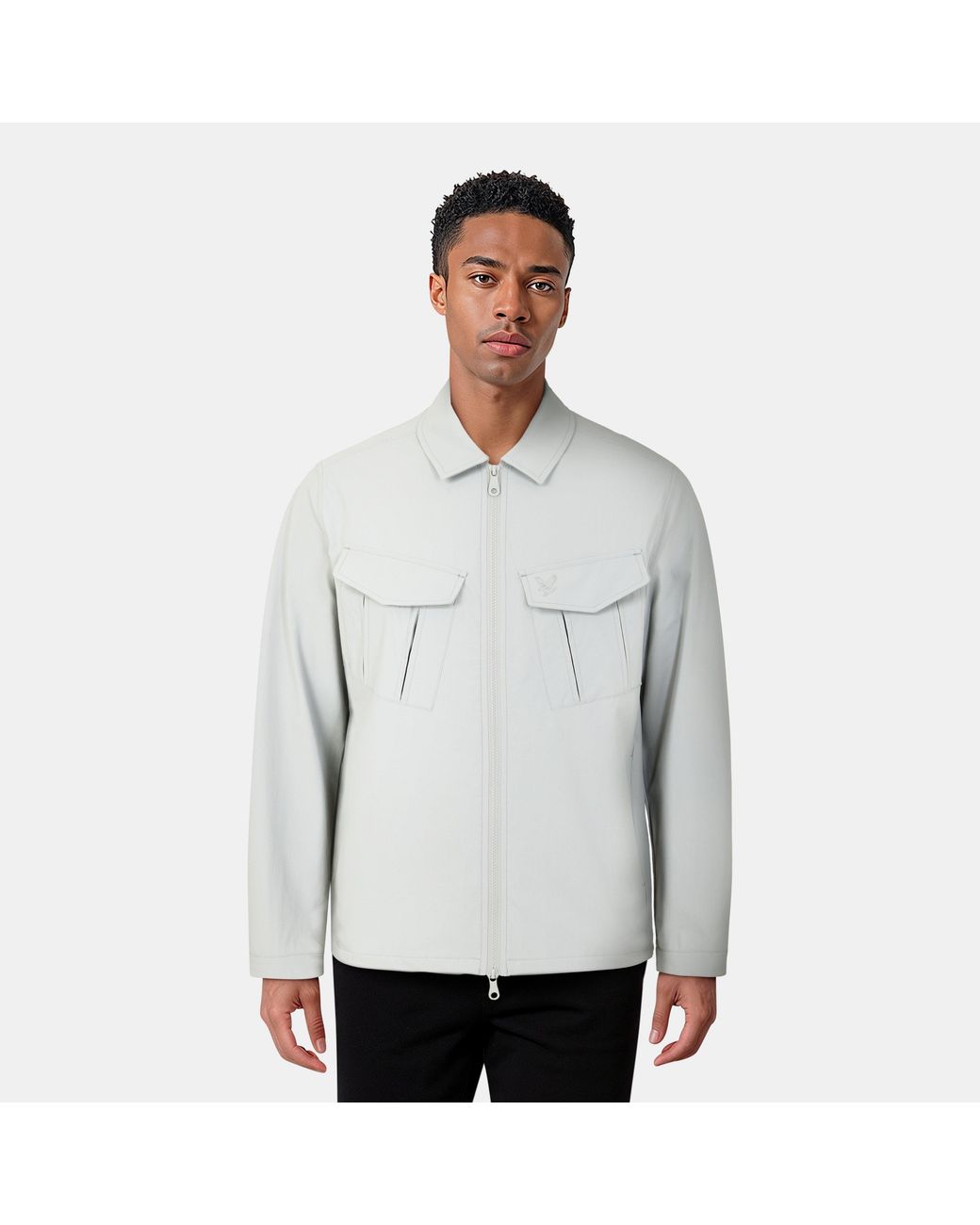 Lyle & Scott Gray Pocket Button-Through Overshirt for men