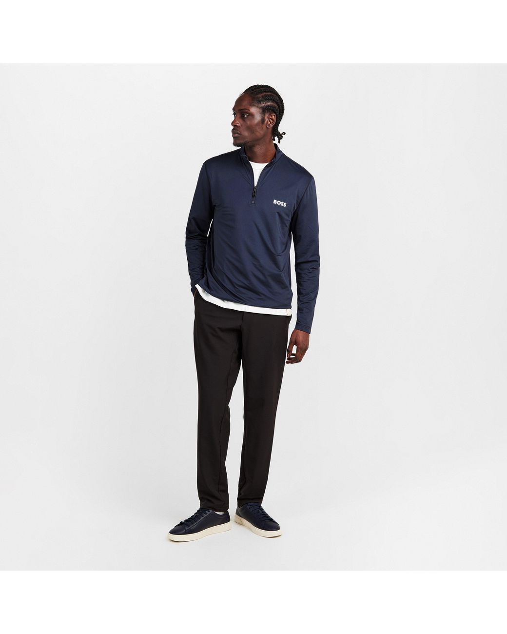 Boss Blue 1/4 Zip Performance Tracksuit Top for men