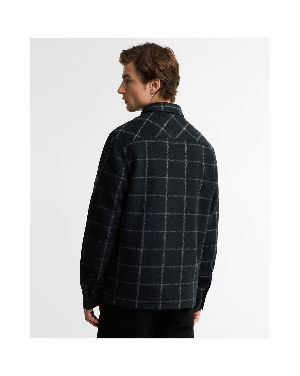 Barbour Black Payne Fleece Wool Overshirt for men