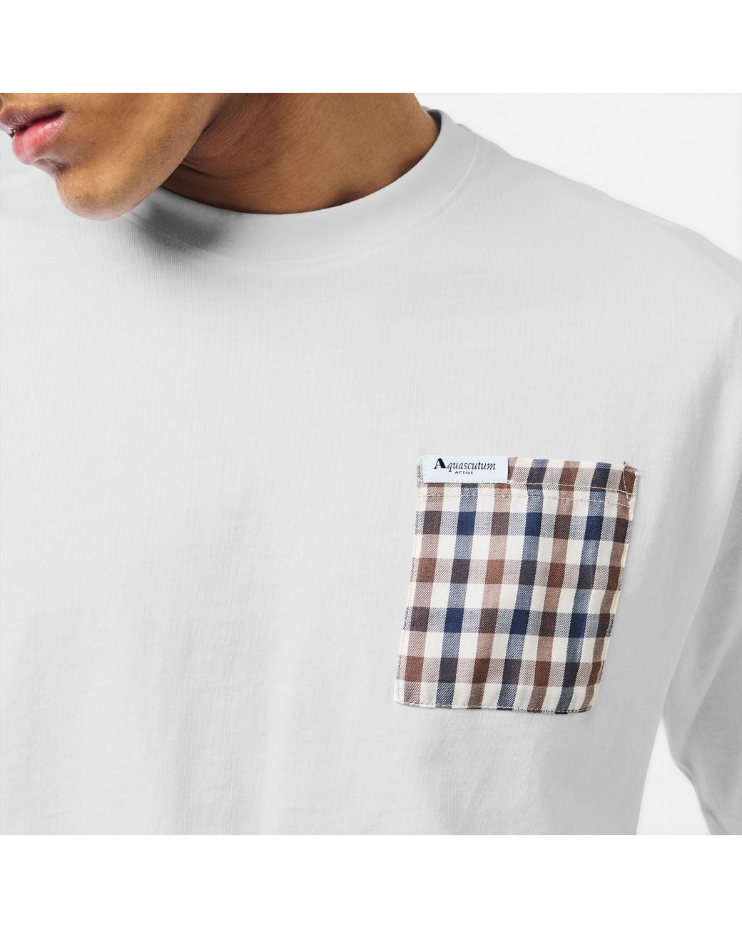 Aquascutum White Checked T-Shirt for men