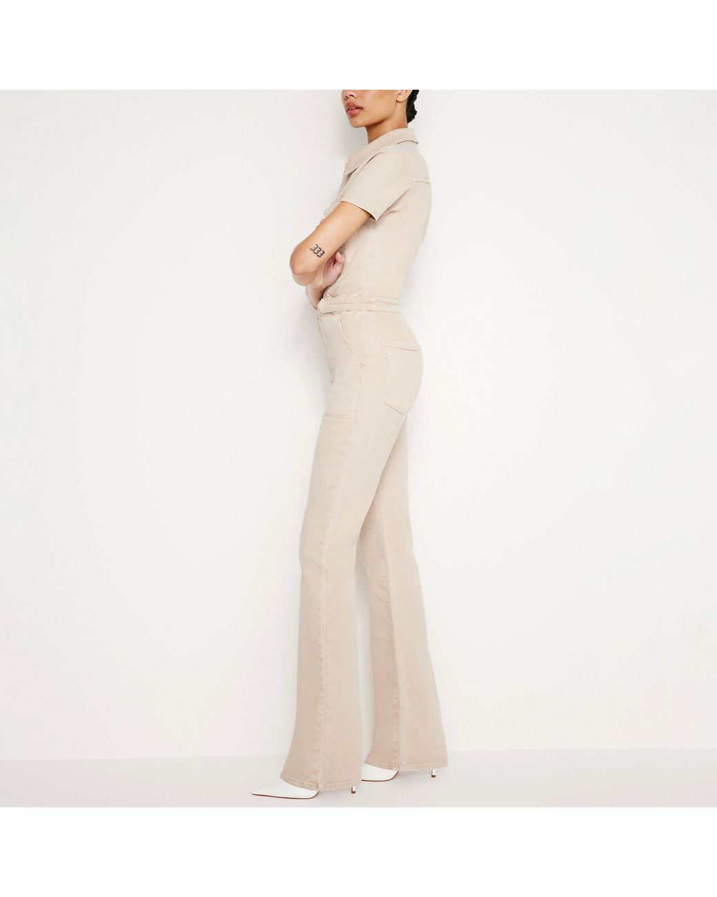 GOOD AMERICAN Natural Bootcut Jumpsuit