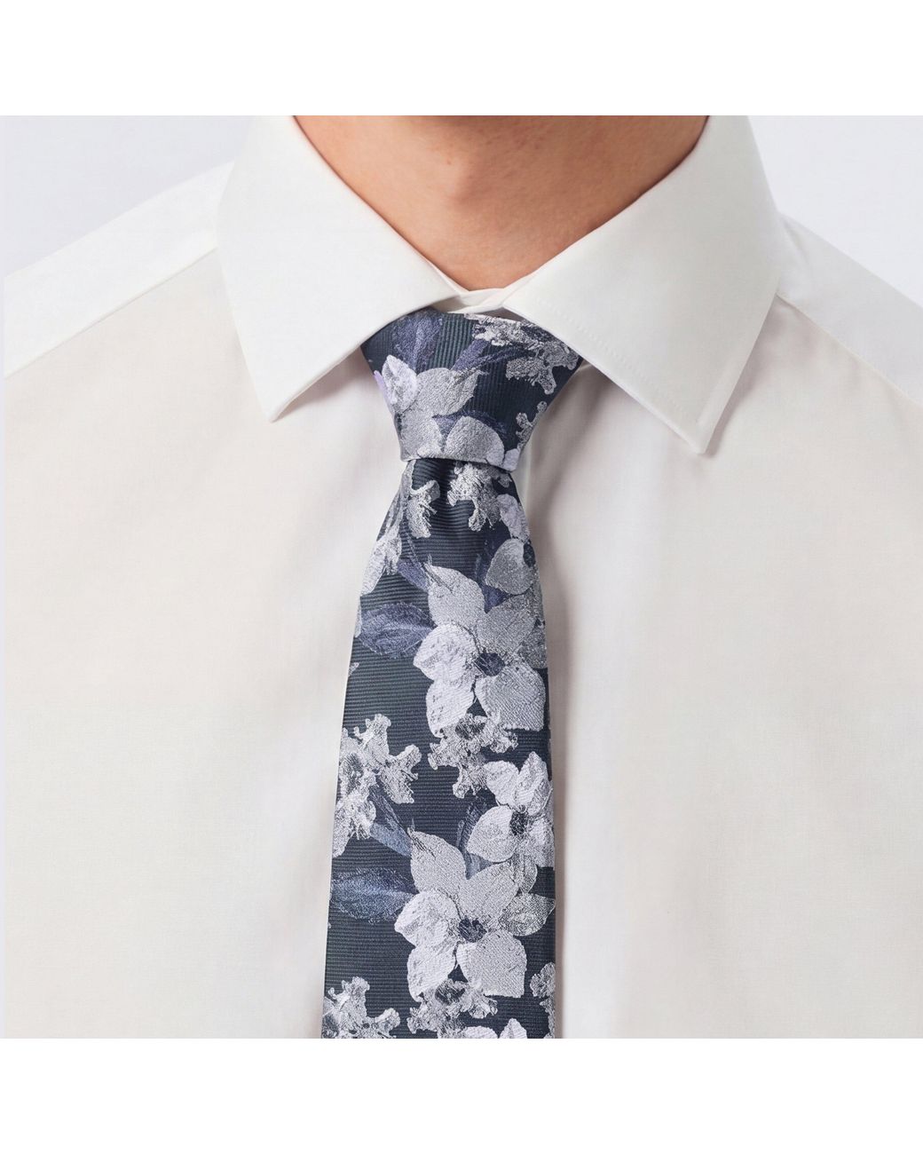 Twisted Tailor Black Victor Print Tie Floral for men