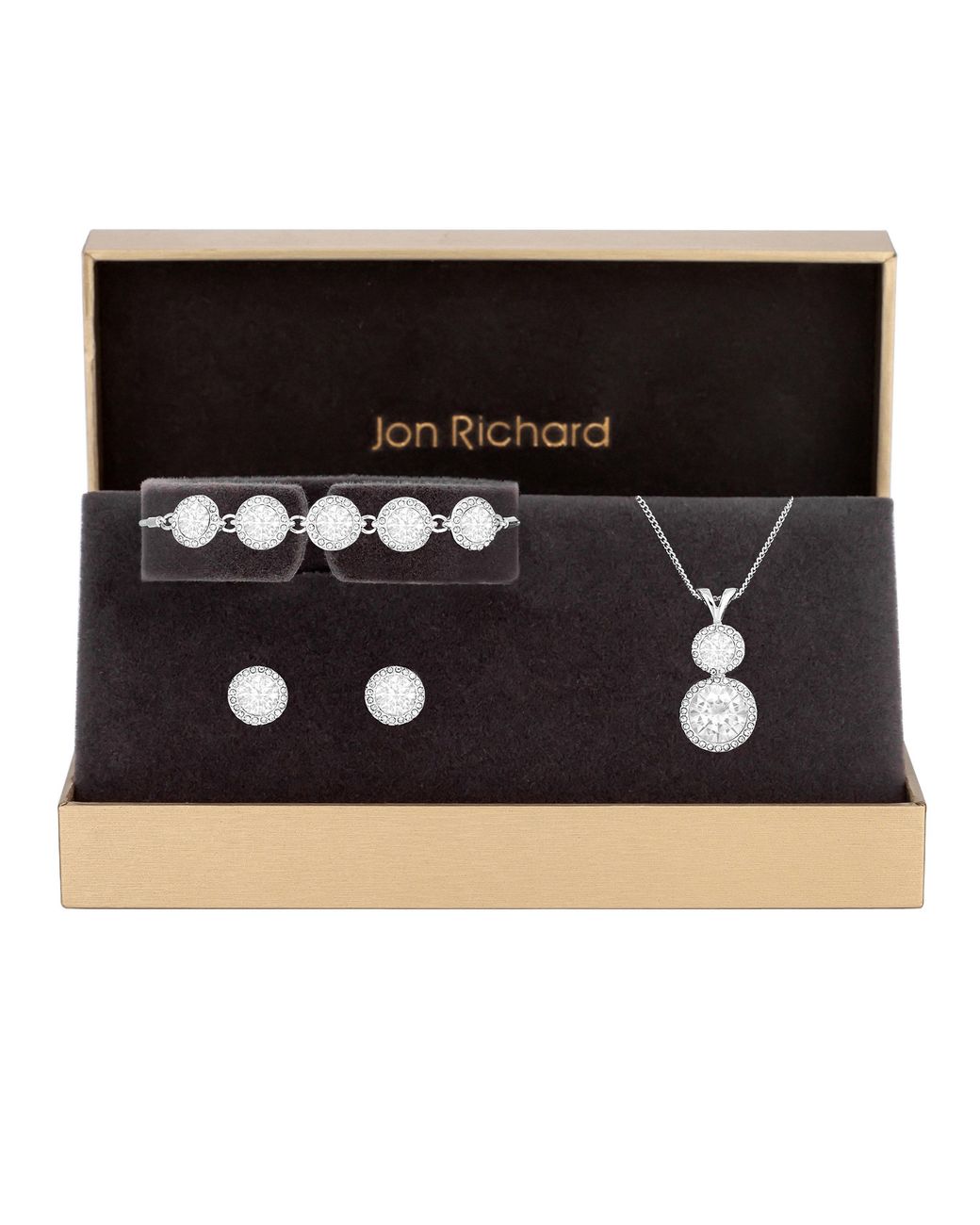 Jon Richard Black Plated Crystal Halo Trio Set