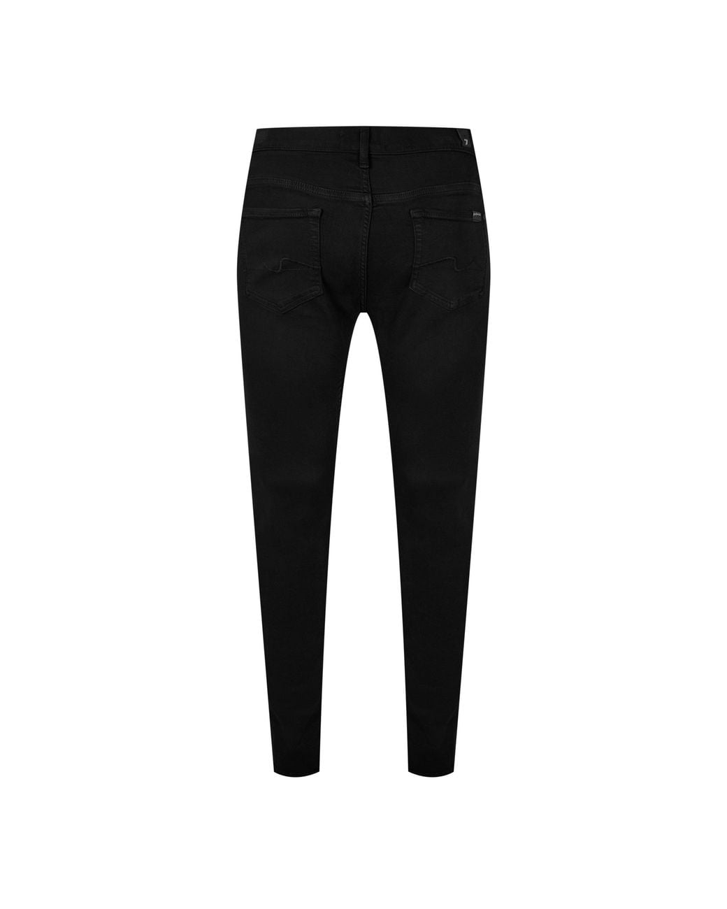 7 For All Mankind Black Stretch Tapered Jeans for men