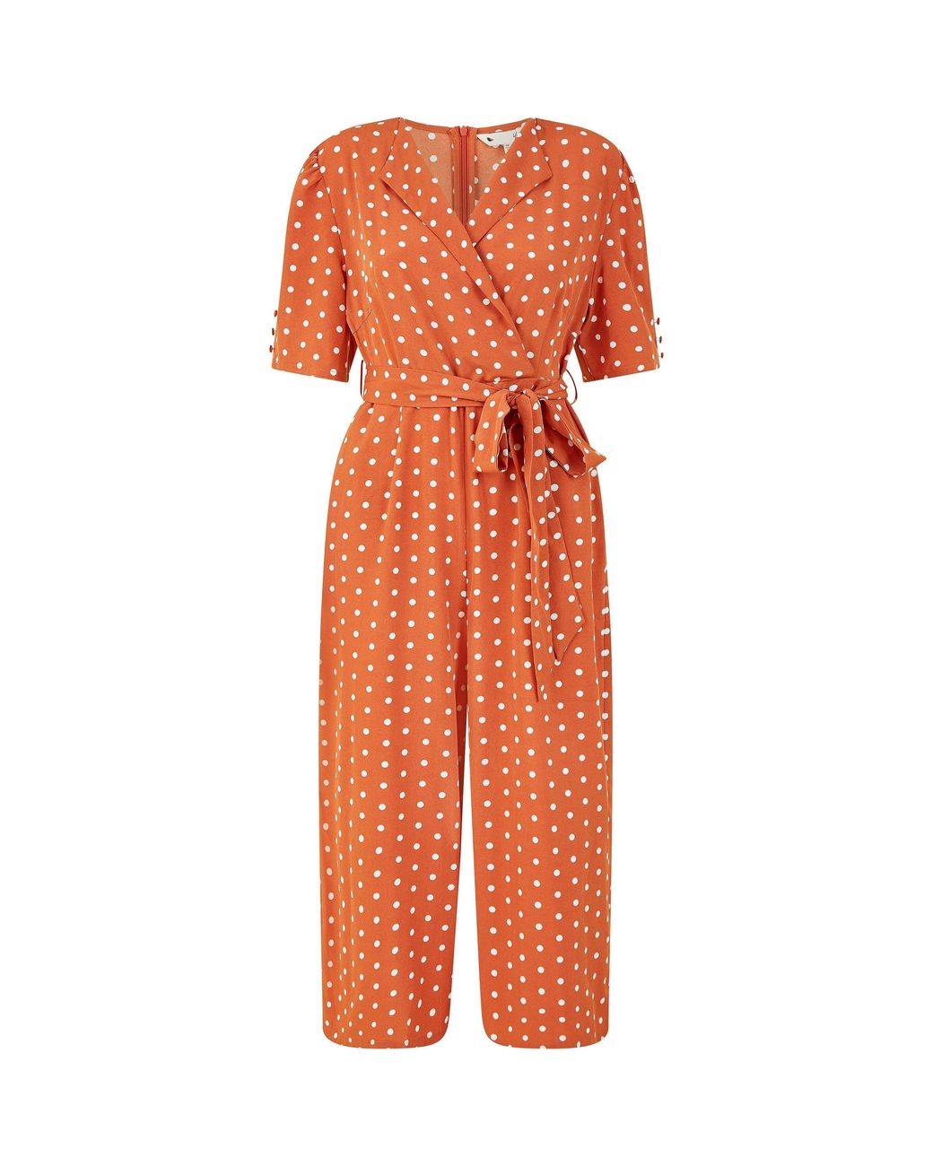 Yumi' Orange Spot Print Retro Culotte Jumpsuit