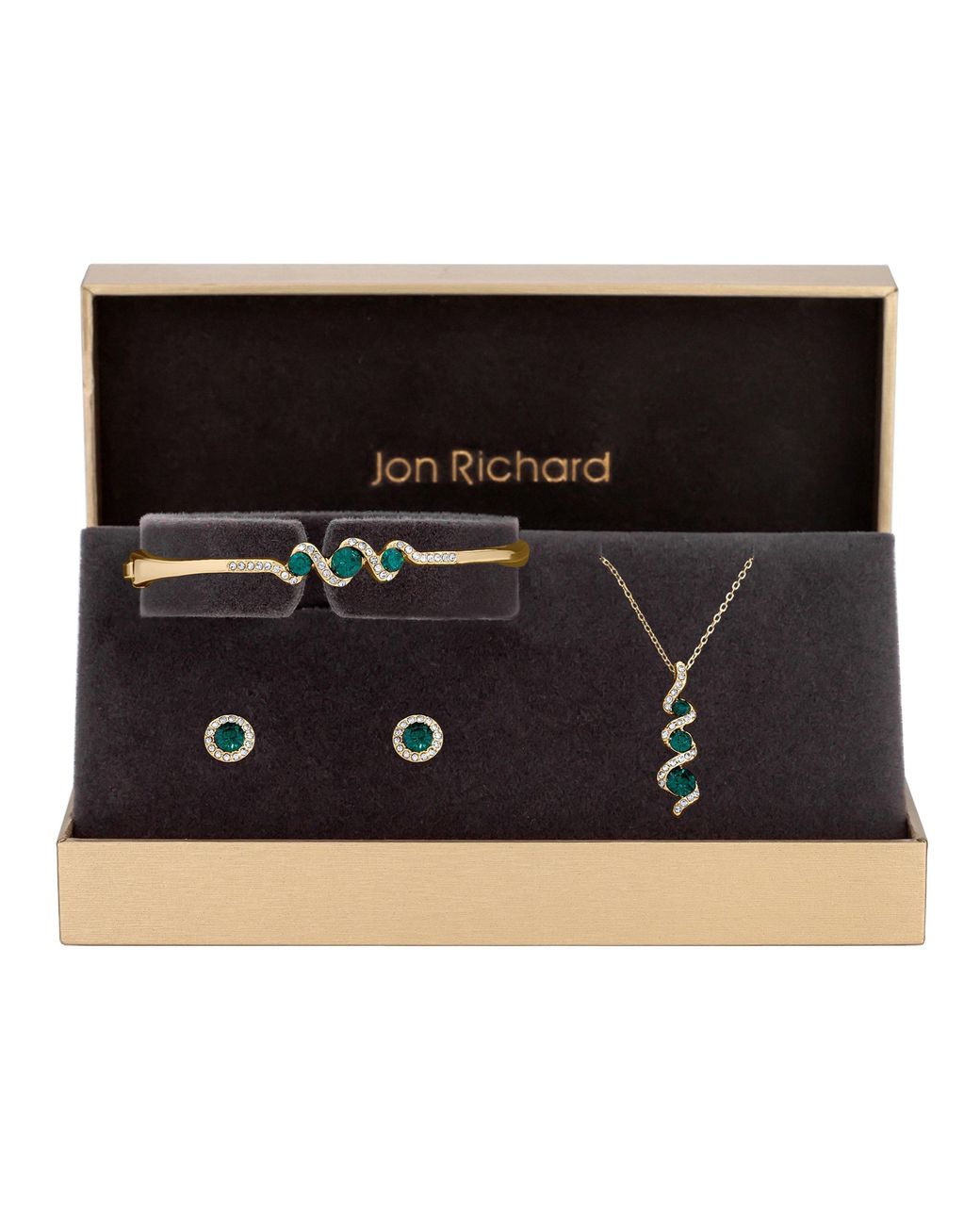 Jon Richard Black Emerald Crystal Twist Drop Trio Set