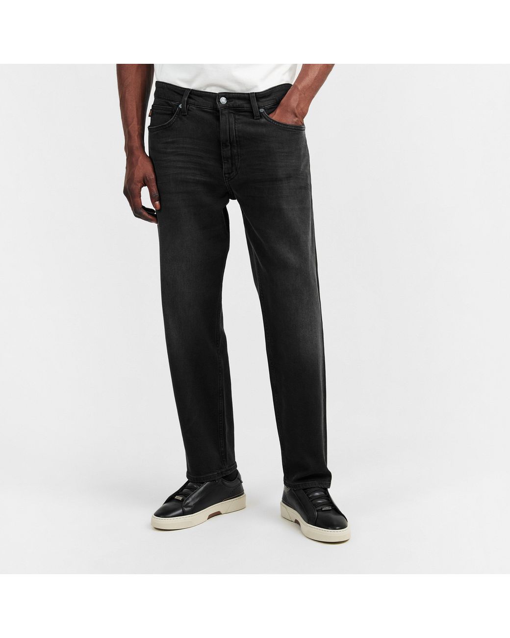 Boss Gray Ogden Straight Leg Jeans for men