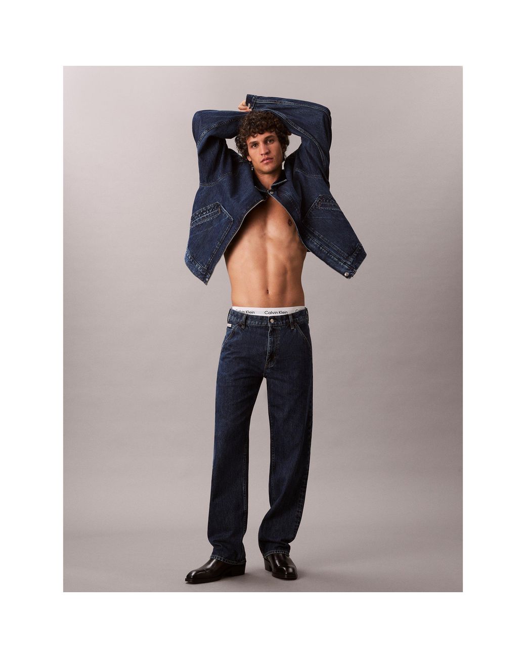 Calvin Klein Blue Button Front Tailored Fit Denim Jacket for men