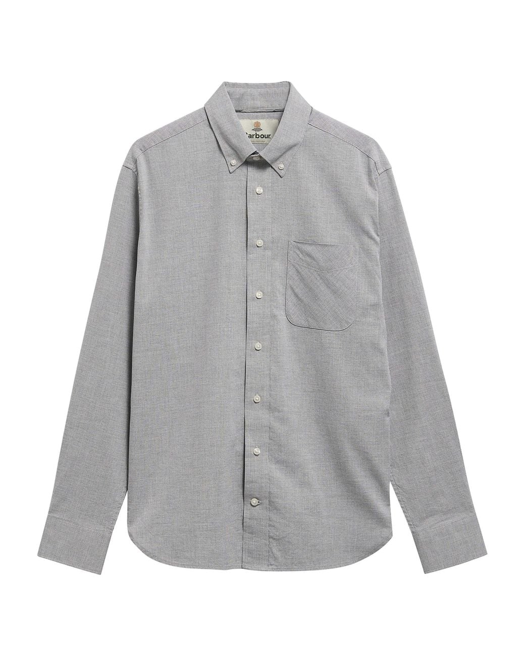 Barbour Gray Nevis Authentic Long-Sleeve Cotton Textured Shirt for men