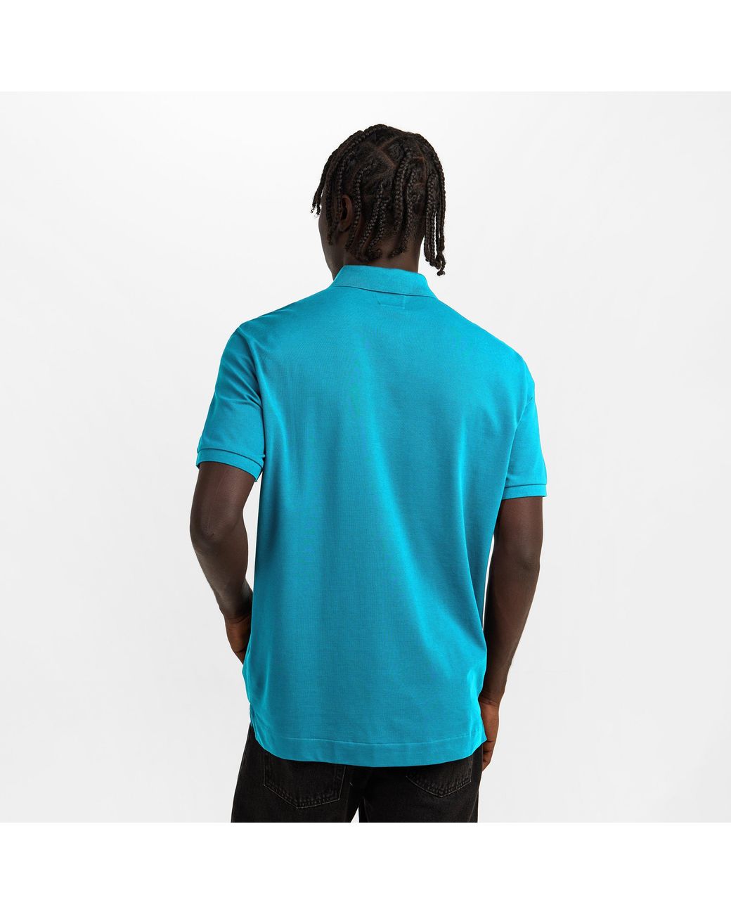 CP COMPANY METROPOLIS Blue Tipped Short Sleeve Polo Shirt for men