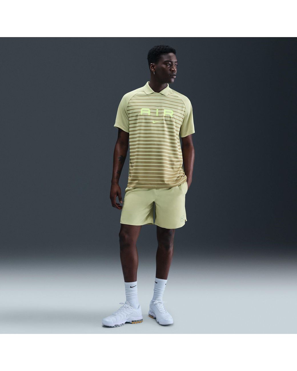 Nike Green Air Striped Short-Sleeve Regular Fit T-Shirt for men