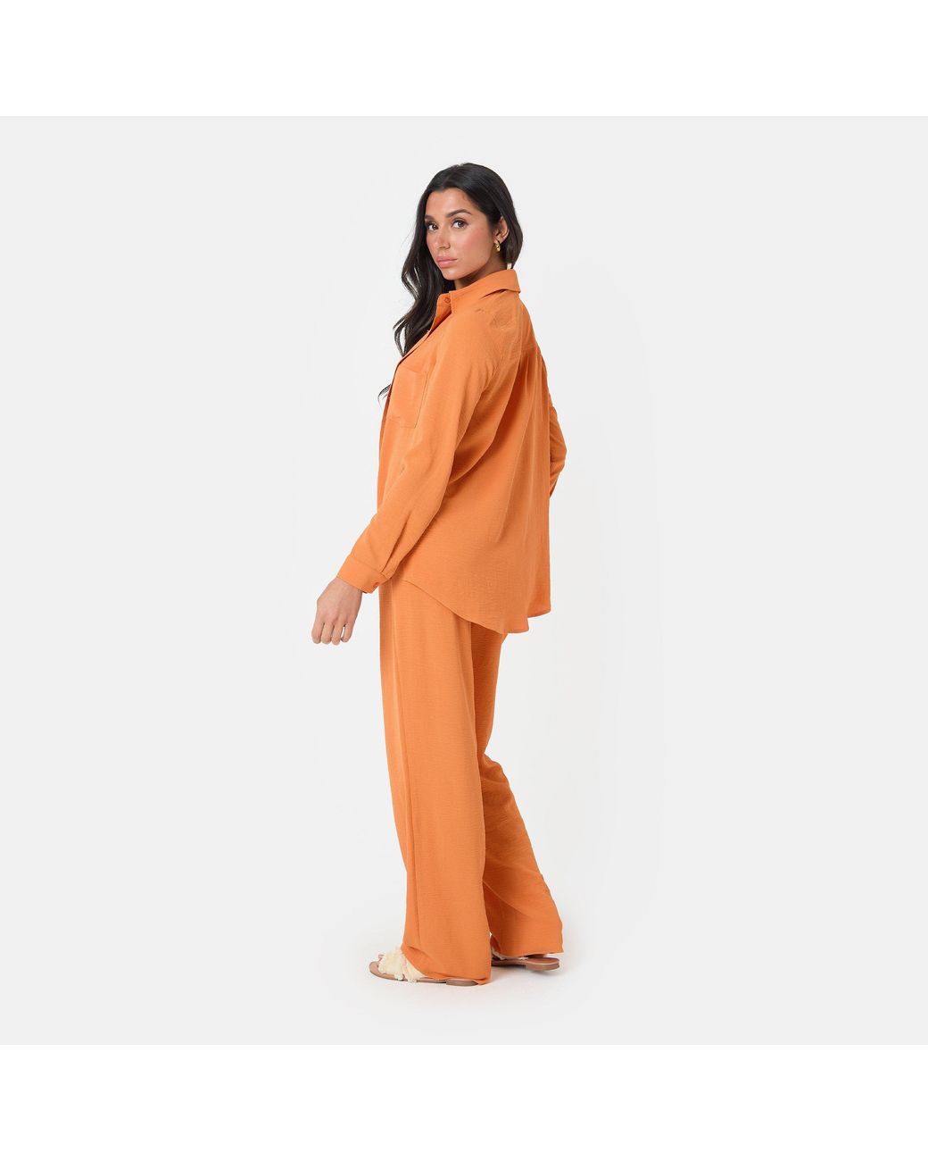 I Saw It First Orange Soft Crepe Wide Leg Trousers