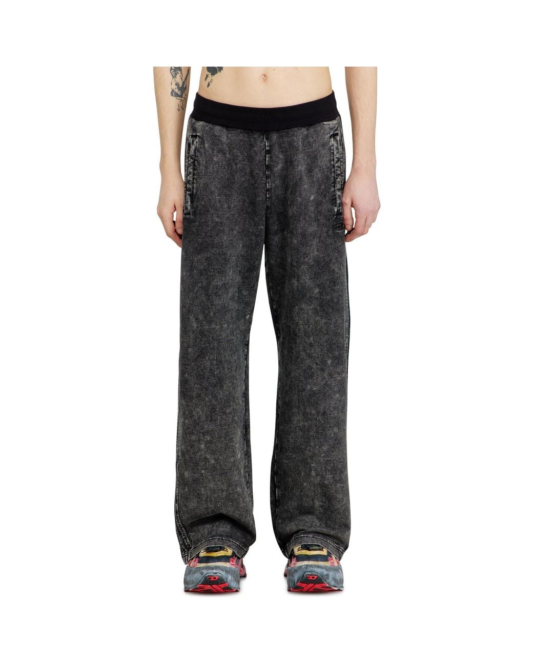 DIESEL Gray Open Hem Fleece Jogging Bottoms for men