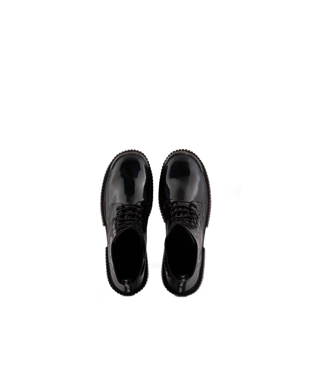 ARMANI EXCHANGE Black Leather Lace-Up Chunky Heel Ankle Boots