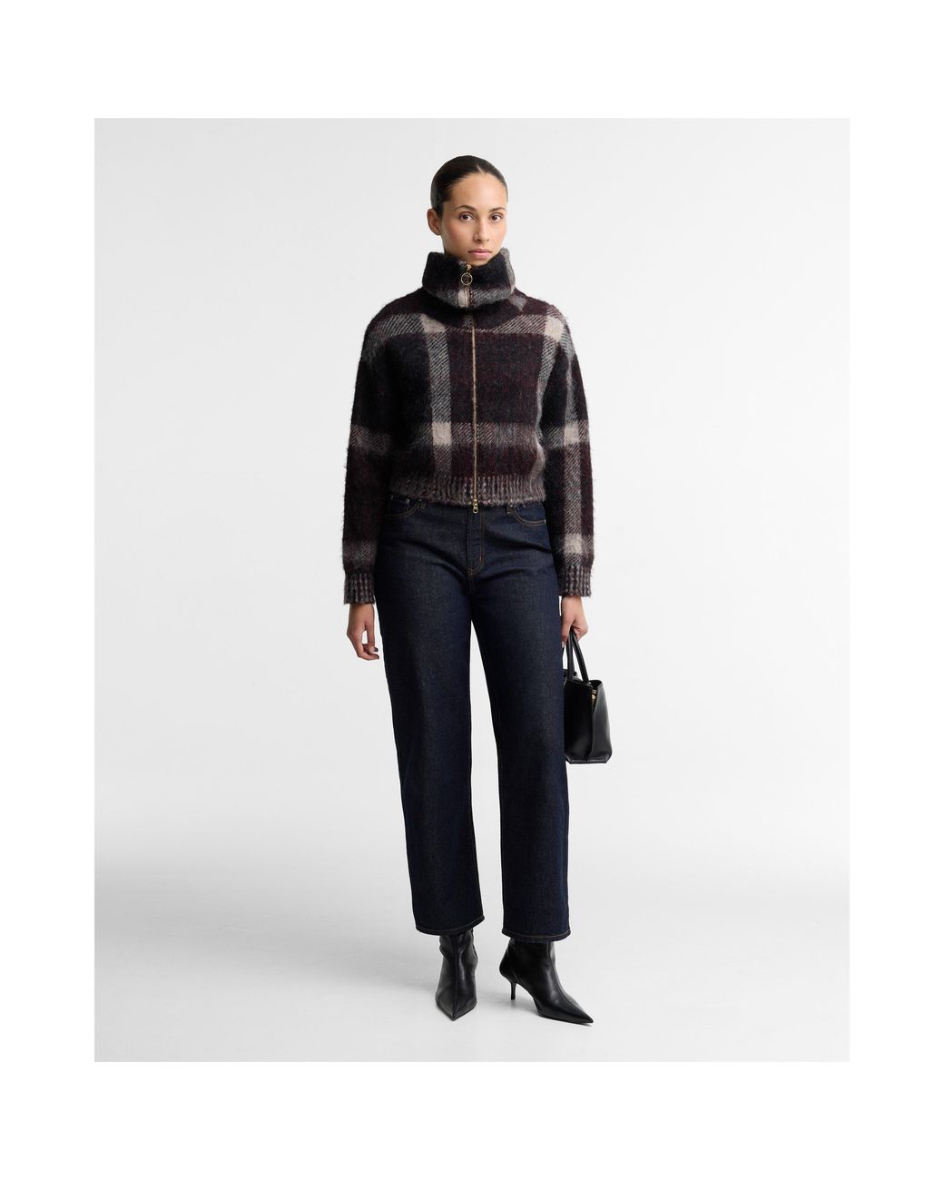 Barbour Black Carville Re-Engineered Funnel Neck Cardigan