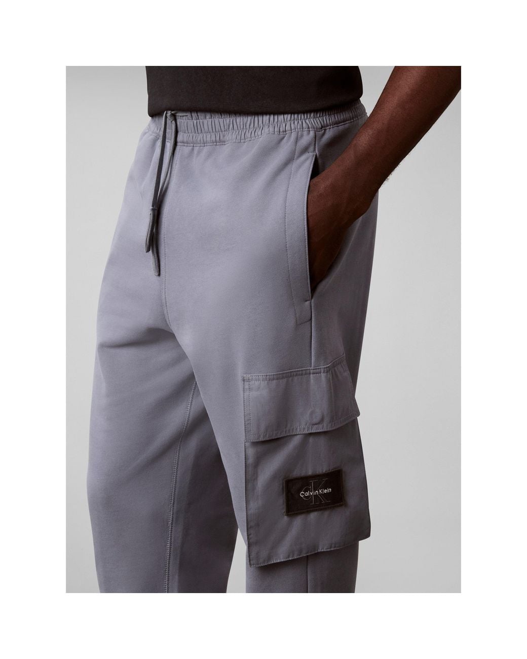 Calvin Klein Gray Badge Cotton Joggers for men