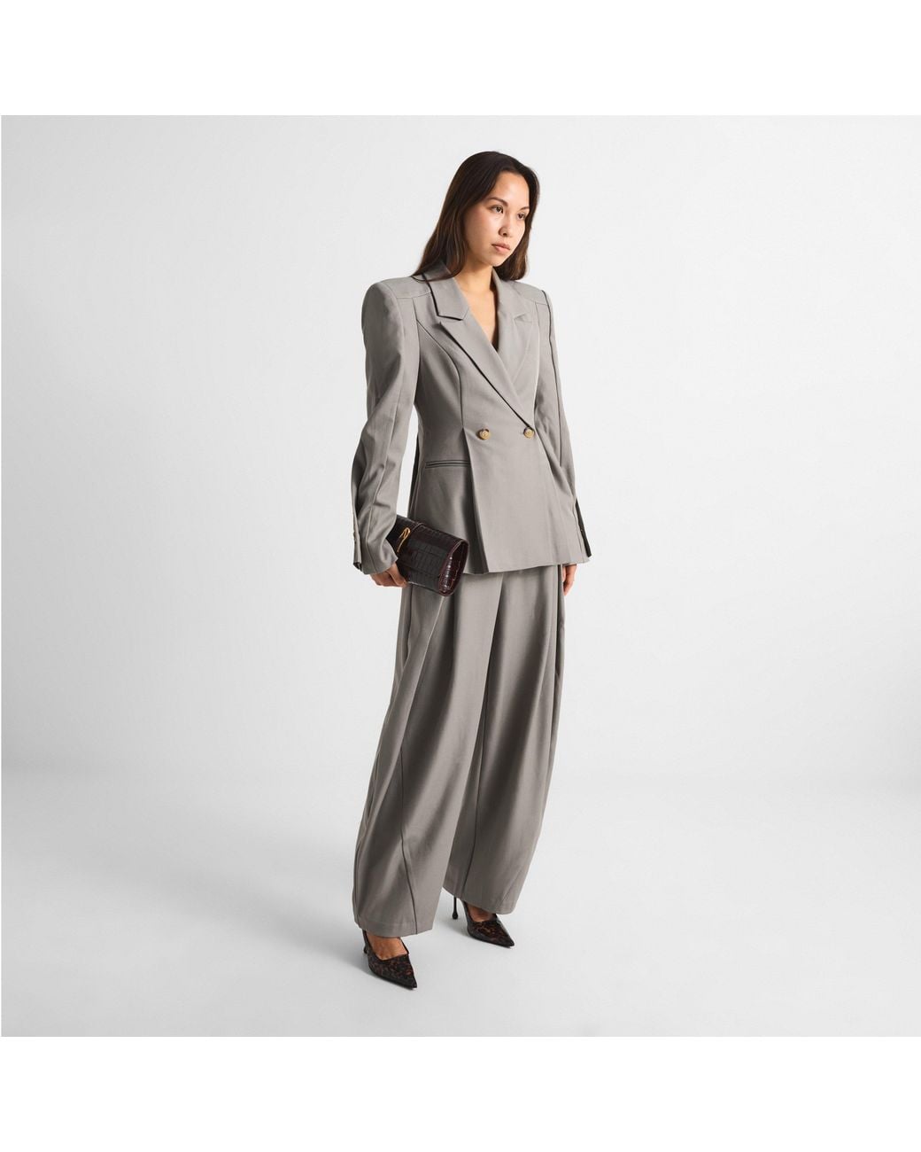The Couture Club Gray Couture Pleat Trs Ld64