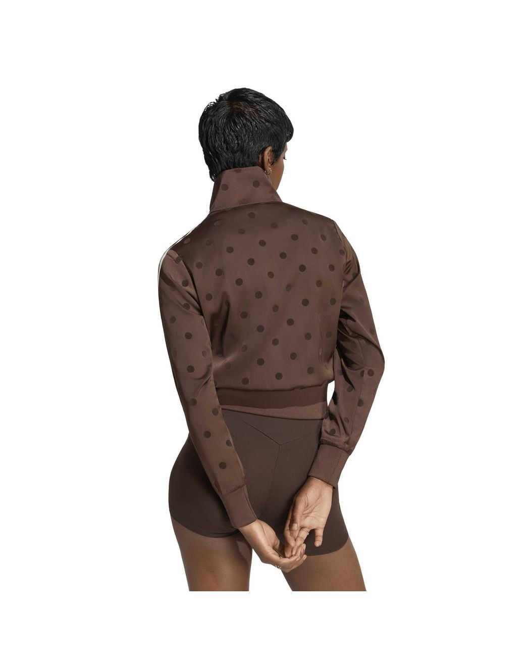 Adidas Originals Brown Satin Polka Dot Tracksuit Top