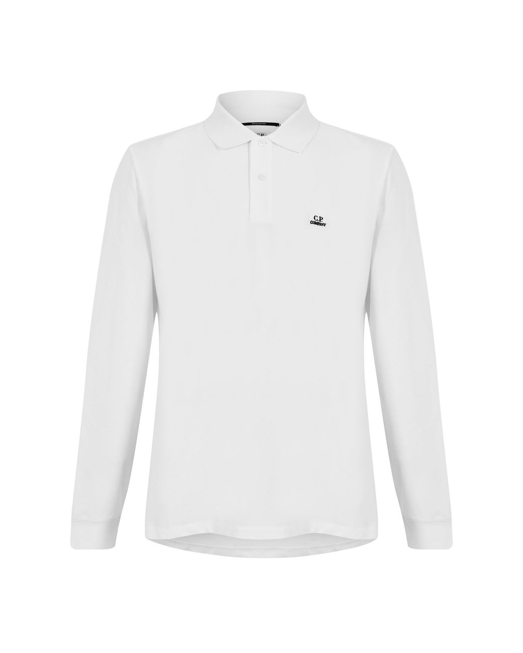 C P Company White C.P. Cotton Long Sleeve Polo Shirt for men