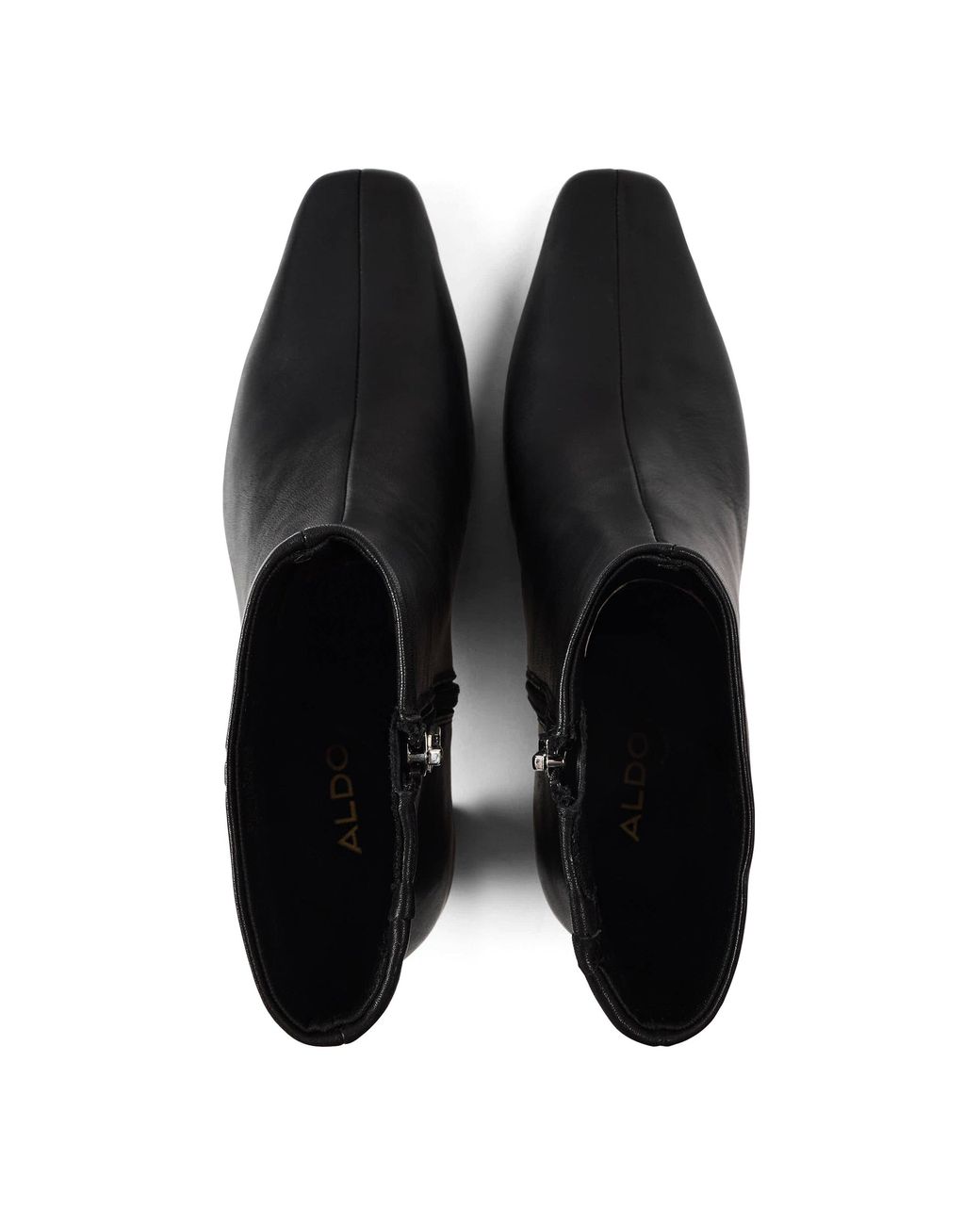 ALDO Black Bethina Leather Square-Toe Heeled Ankle Boots