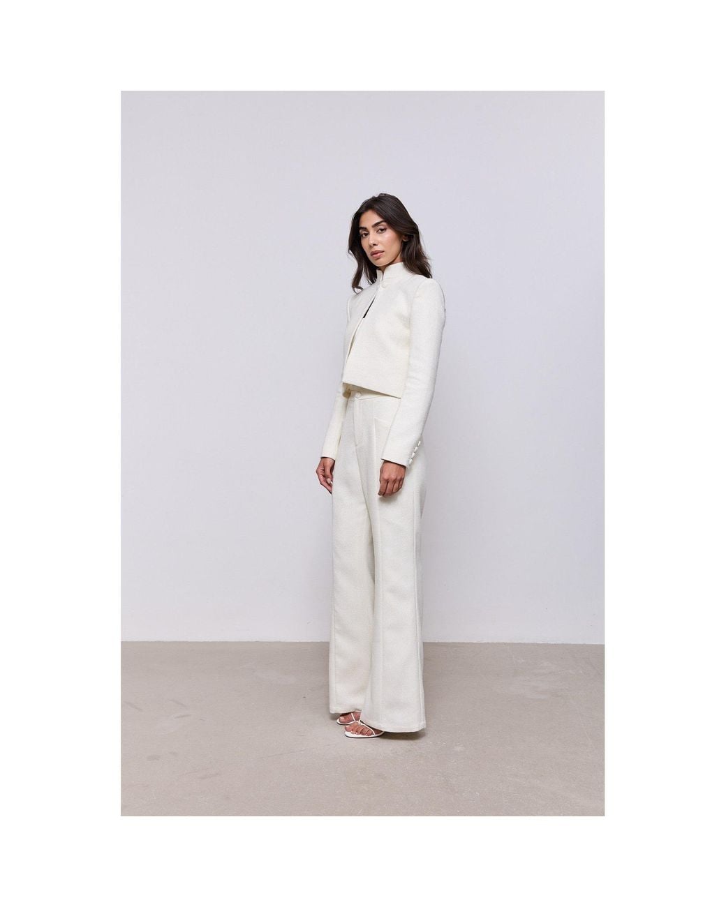 Odd Muse White Tweed Slim Flare Trousers