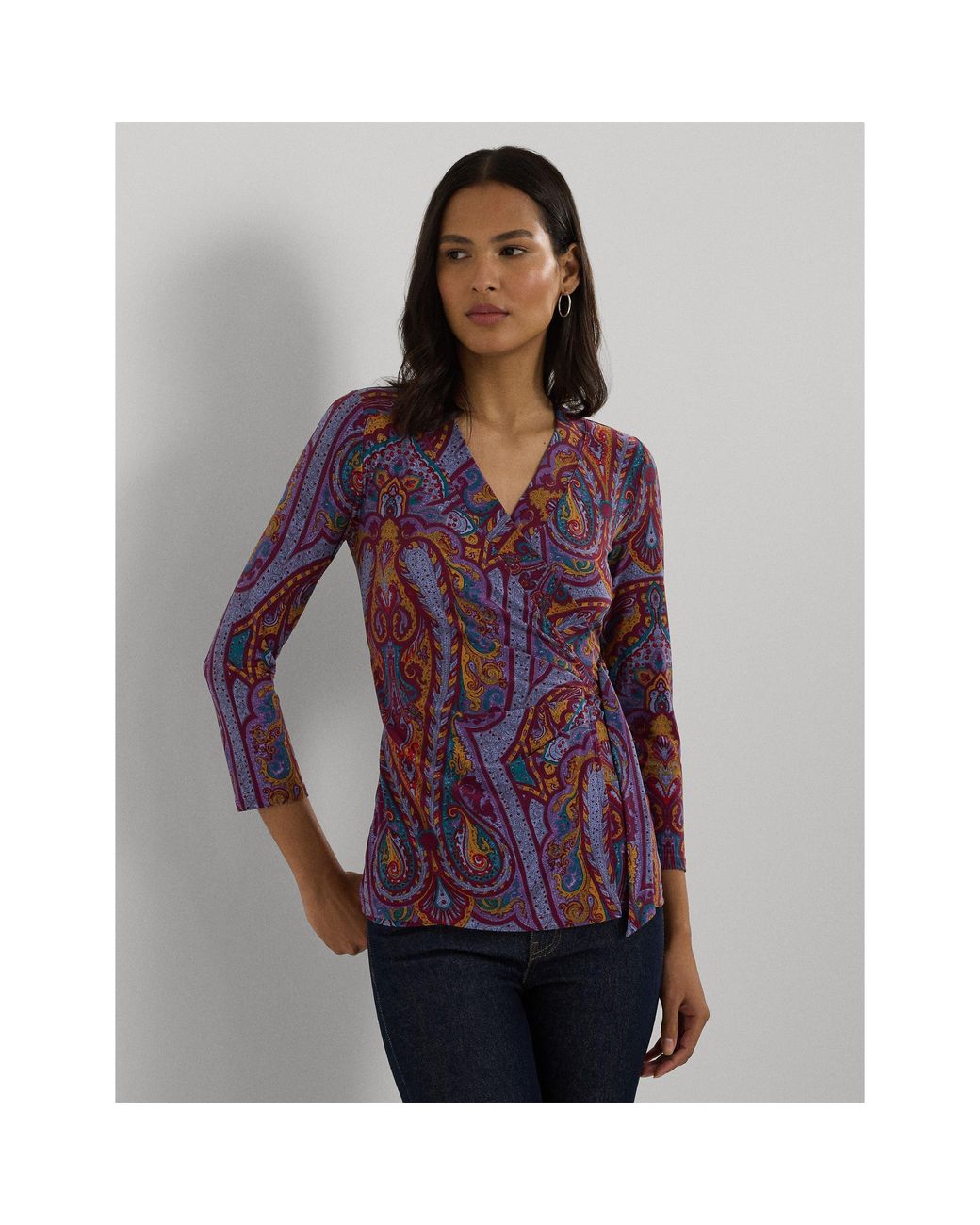 Ralph Lauren Red Jainab Wrap Top