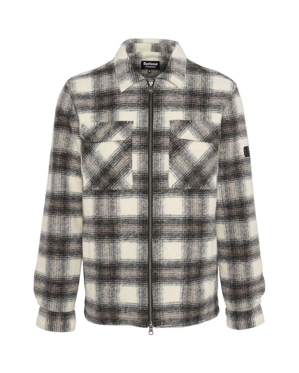 Barbour Gray Clayton Brushed Fleece Overshirt for men