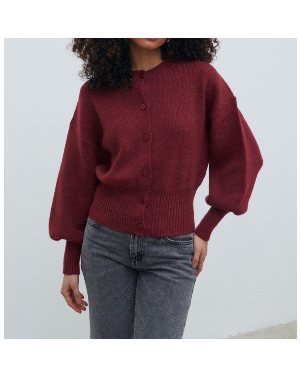 Pretty Lavish Red Etta Knit Bomber Jacket