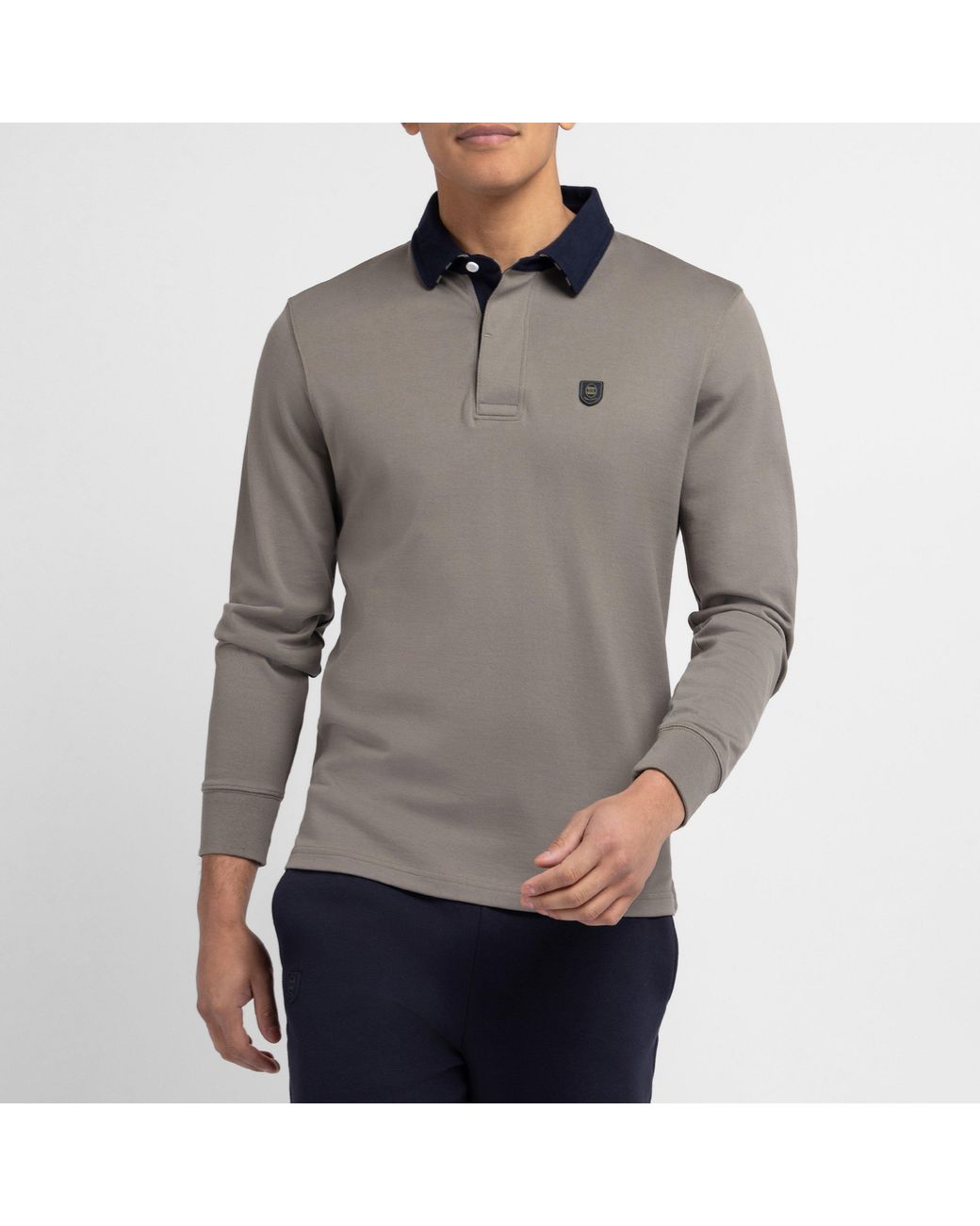 Eden Park Gray Dark Long-Sleeved Rugby Shirt for men