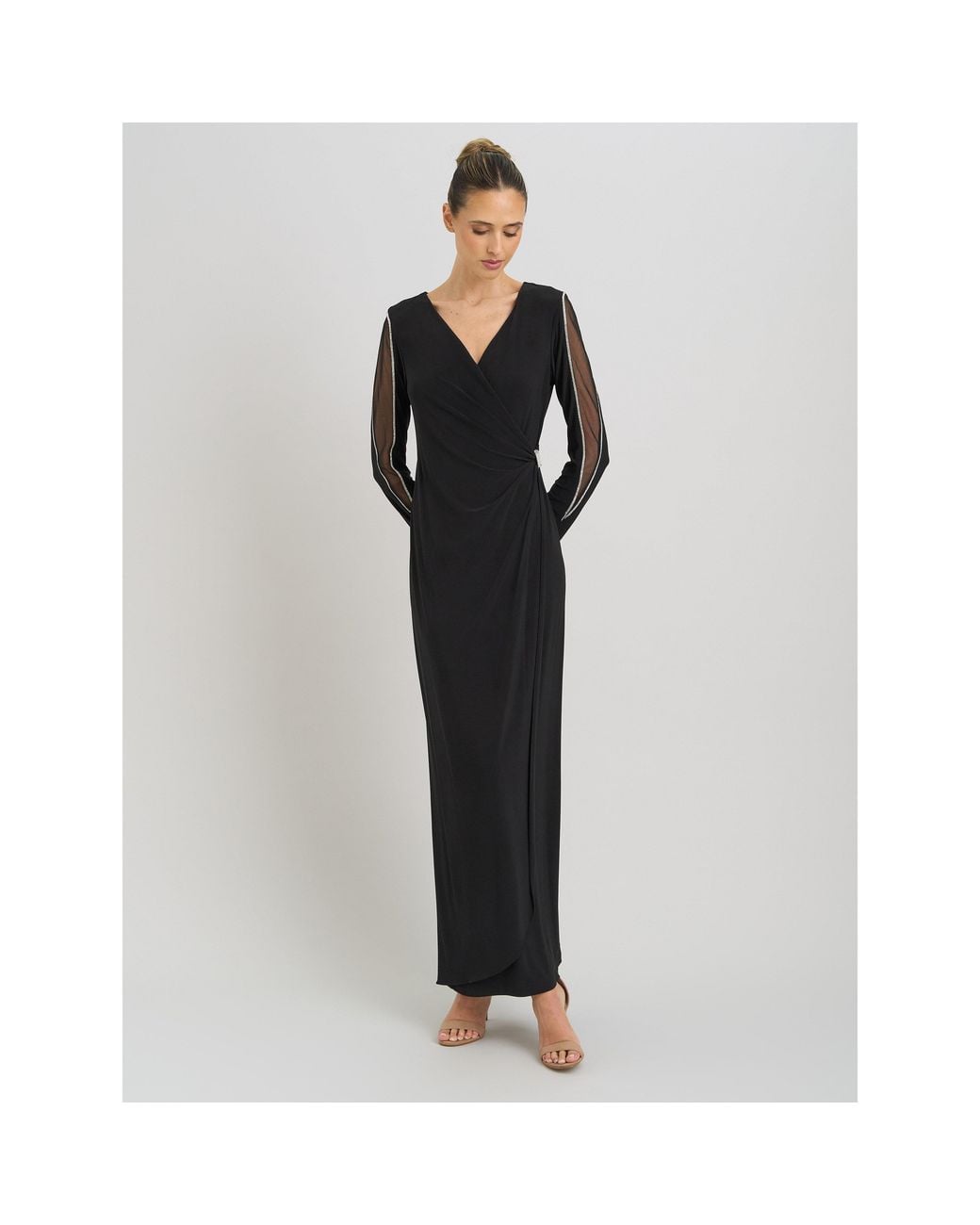 Gina Bacconi Black Stefanie Long Sleeve Maxi Dress
