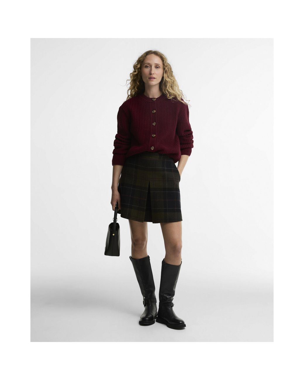 Barbour Black Tartan Pleatfront Mini Skirt