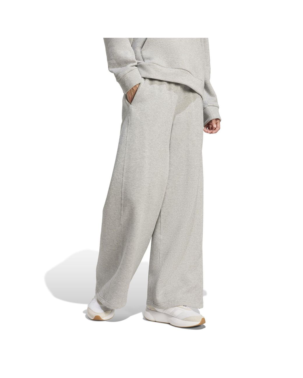 Adidas Gray Glitter Closed Hem Fleece Joggers