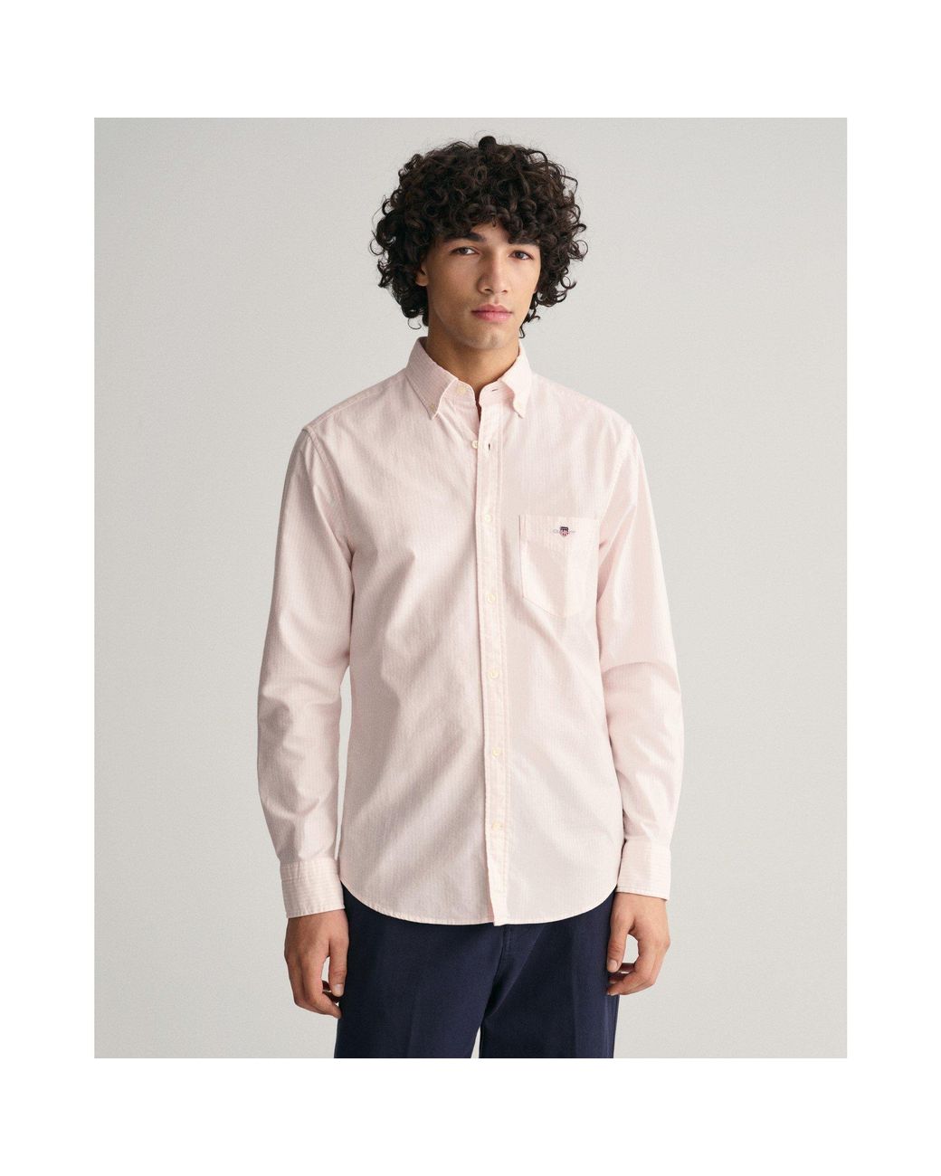 Gant Natural Banker Stripe Cotton Long Sleeve Oxford Shirt for men