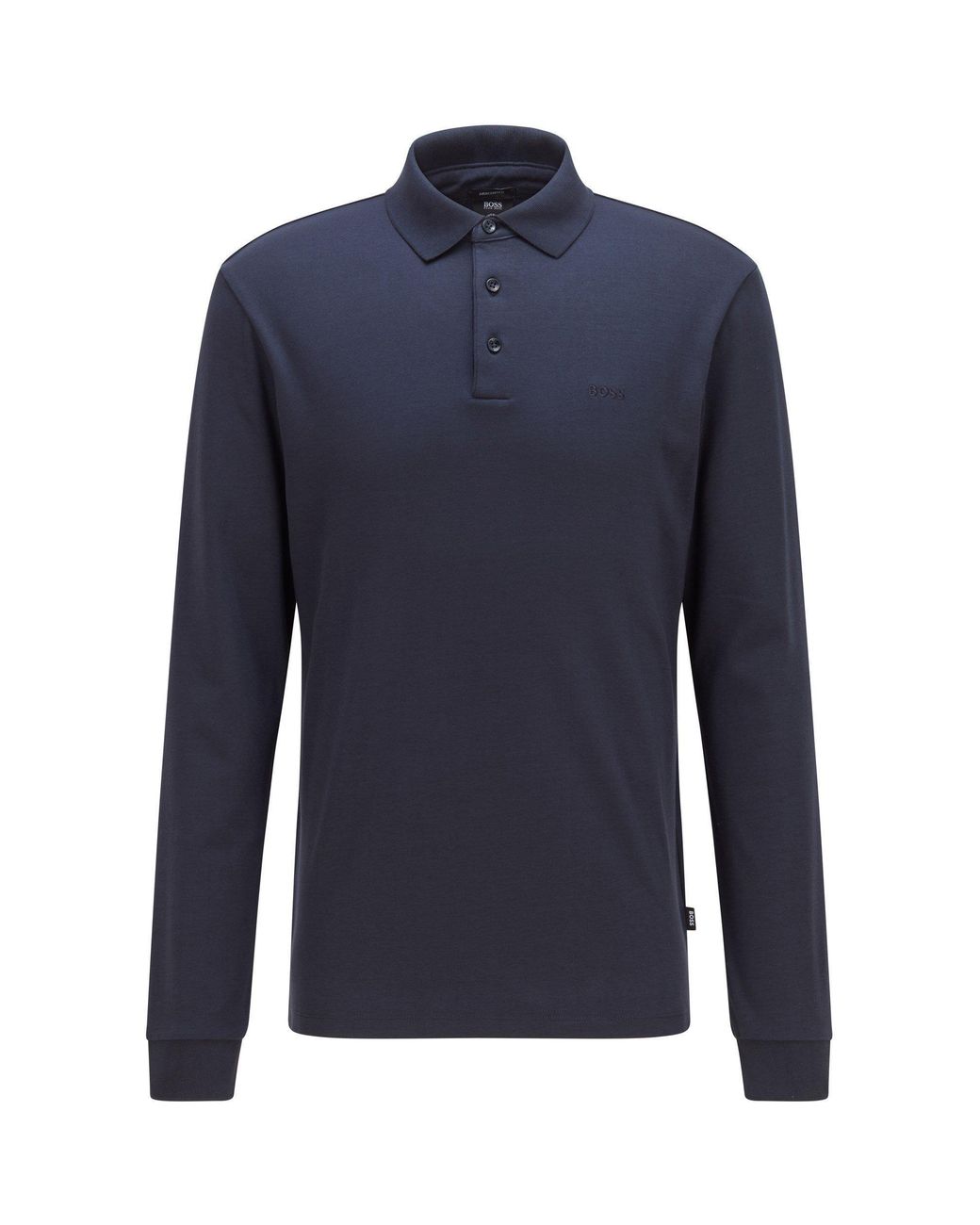 Boss Blue Hbb Pado 30 Long-Sleeve Polo Shirt, Iconic Logo Embroidered for men