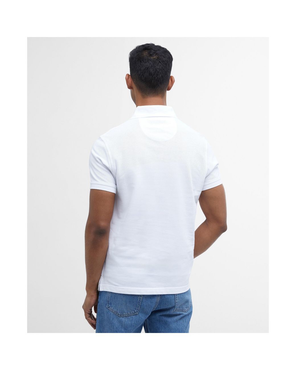 Barbour White Tartan Pique Polo Shirt for men