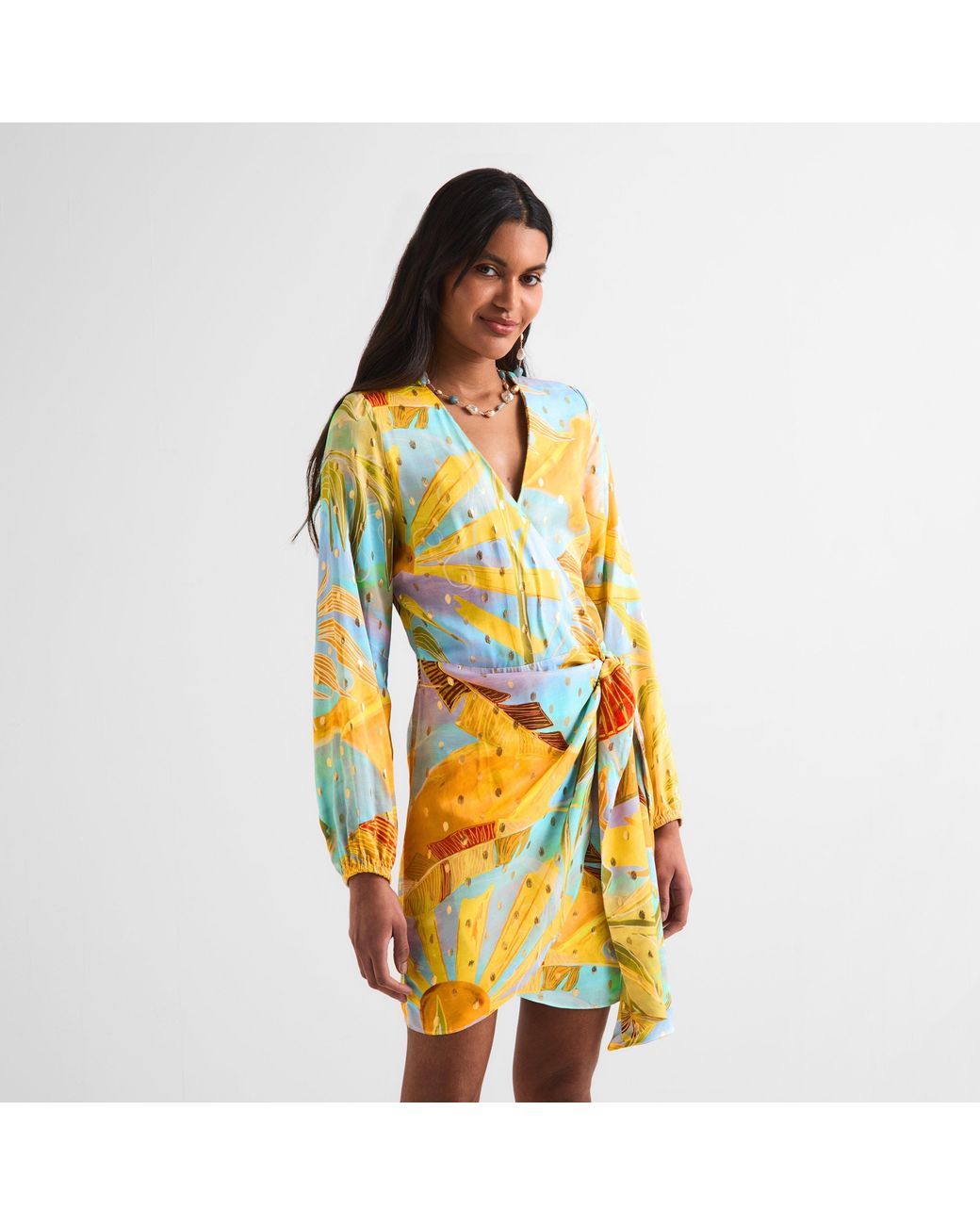 Never Fully Dressed Yellow Sky Vienna Wrap Dress