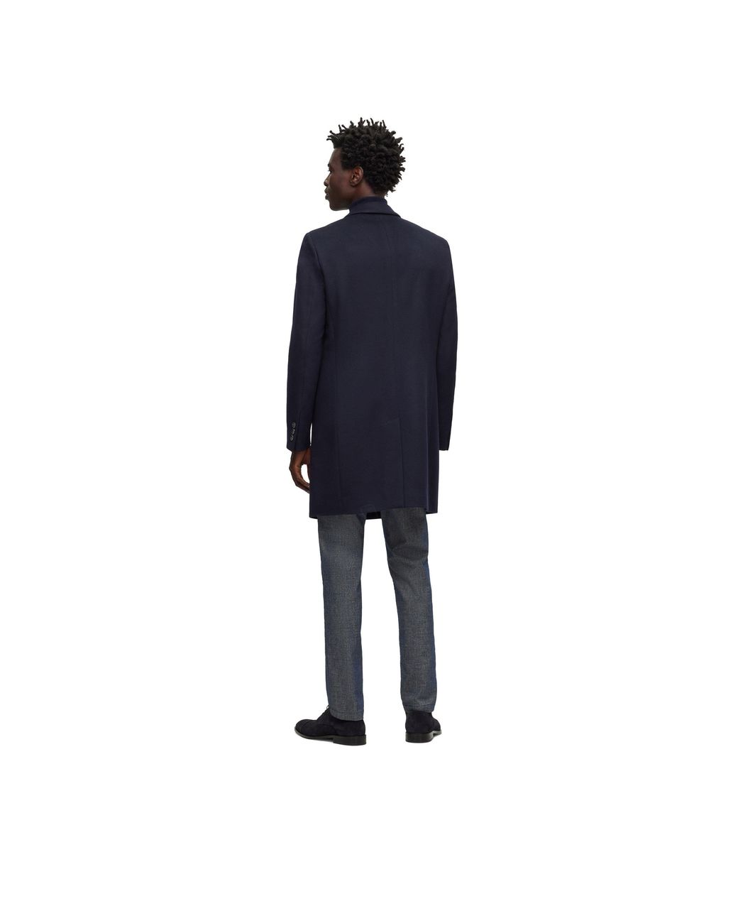 Boss Blue Hyde Tailored Fit Long Formal Coat for men
