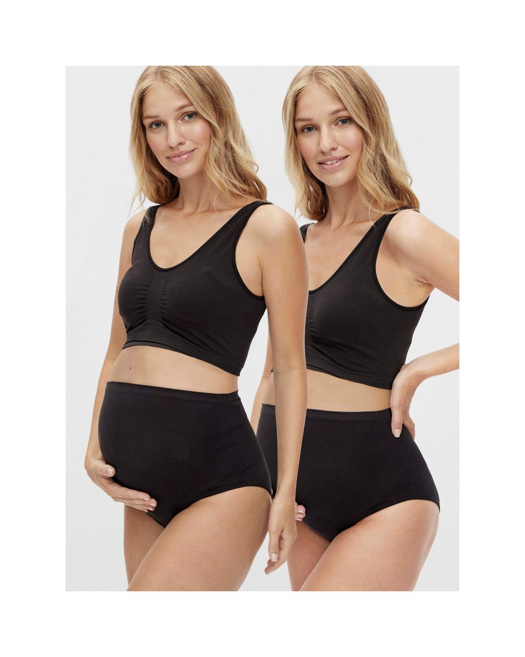 Mama.licious Black Maternity 2-Pack Cotton Pants