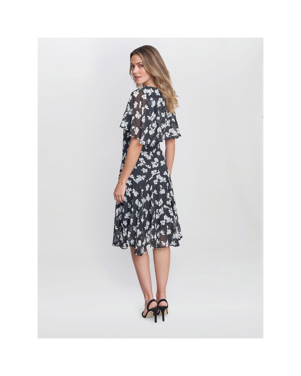 Gina Bacconi Blue Annette Chiffon Jersey Dress