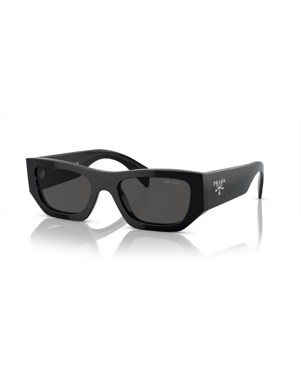 Prada Black Logo Rectangular Sunglasses