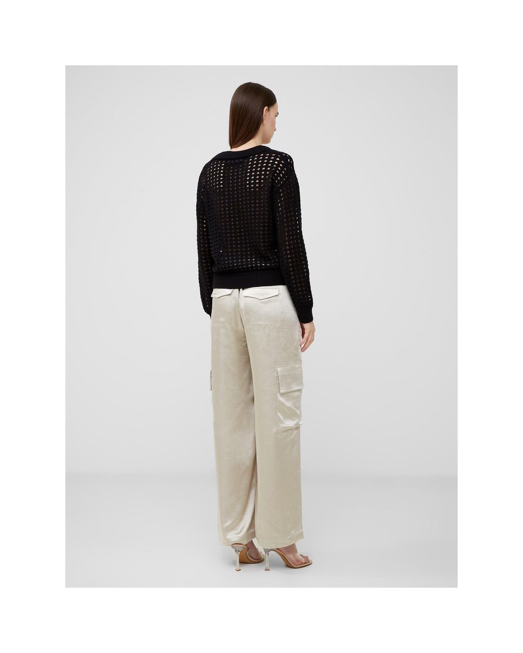 French Connection White Manda Pointelle Crew Neck Jumper