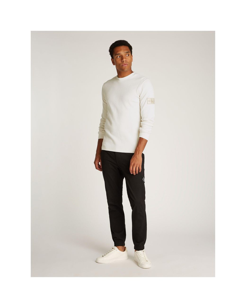 Calvin Klein White Waffle Long Sleeve Top for men