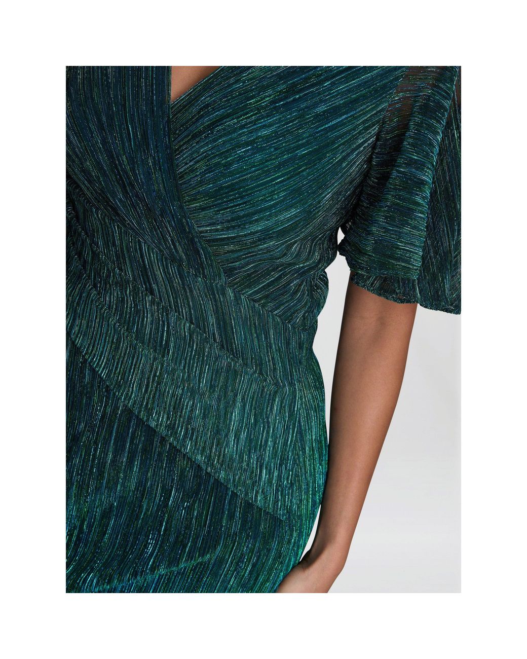 Gina Bacconi Green Liz Metallic Knit Maxi Dress