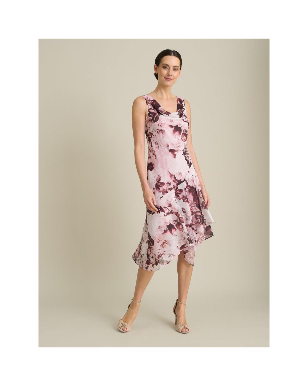 Gina Bacconi Purple Adriana Floral Midi Dress